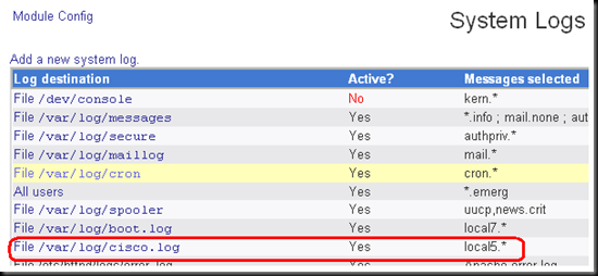 Easy cisco syslog monitoring using Webmin – David Vassallo's Blog
